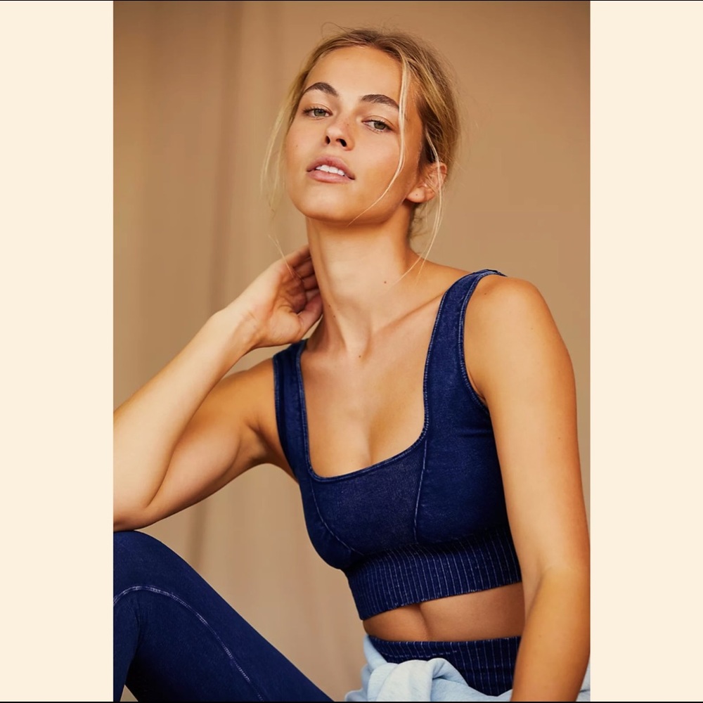 NWT Free People Square Neck Good Karma Bra - Navy Blue - Size xs/s - Never Worn!